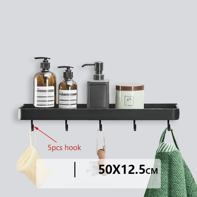 No-Drill Bathroom Shelf Wall Mounted Organizer