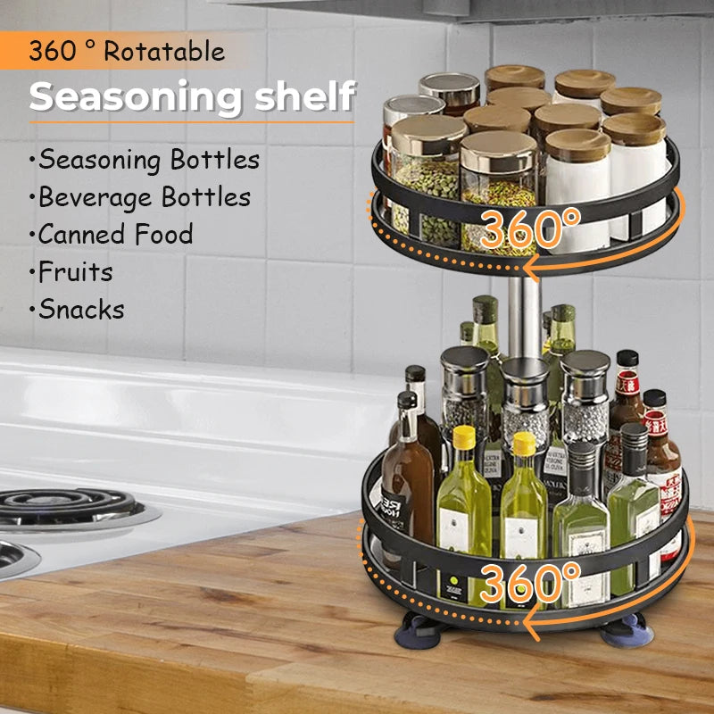 360° Rotation Spice Rack Organizer Carbon Steel