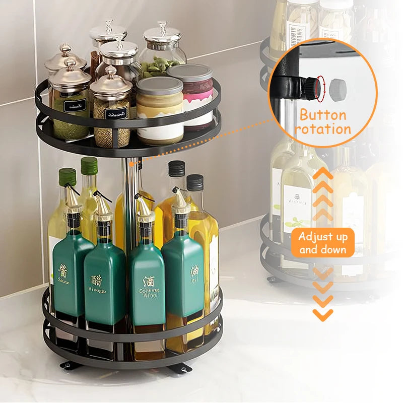 360° Rotation Spice Rack Organizer Carbon Steel