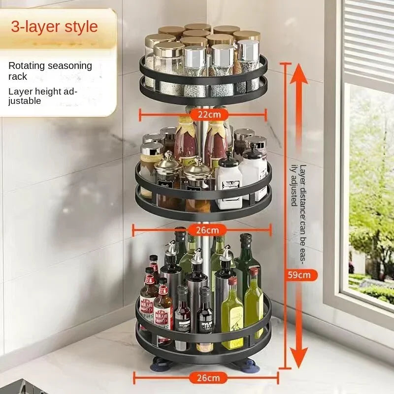 360° Rotation Spice Rack Organizer Carbon Steel