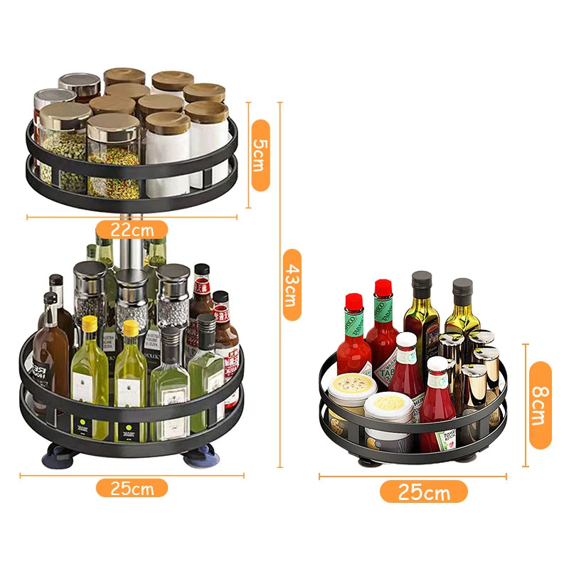 360° Rotation Spice Rack Organizer Carbon Steel