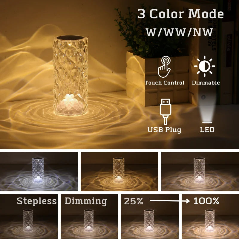 Crystal Table Lamp 16 Colors LED