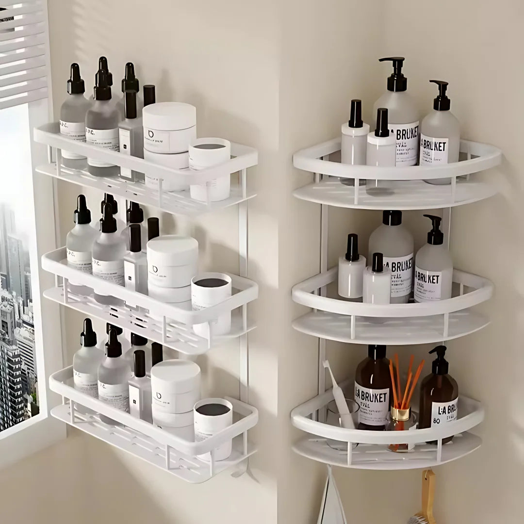 2PCS No-Drill Bathroom Shelf Rack