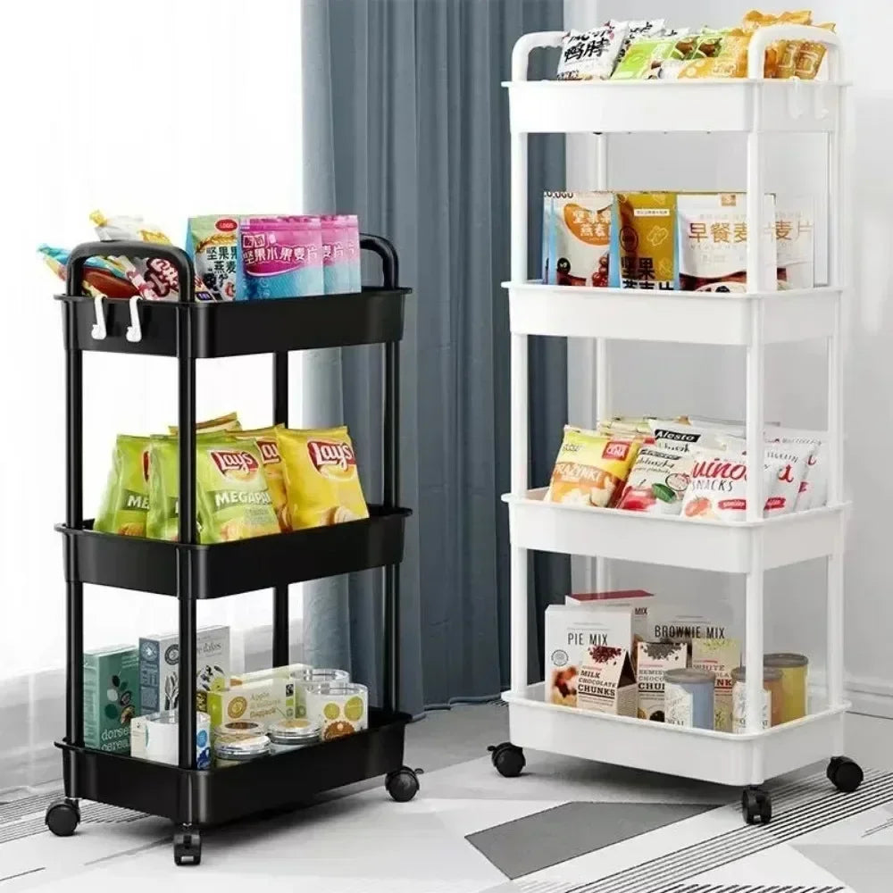 Mobile Bookshelf Trolley Organizer with Wheels