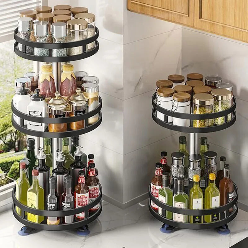 360° Rotation Spice Rack Organizer Carbon Steel