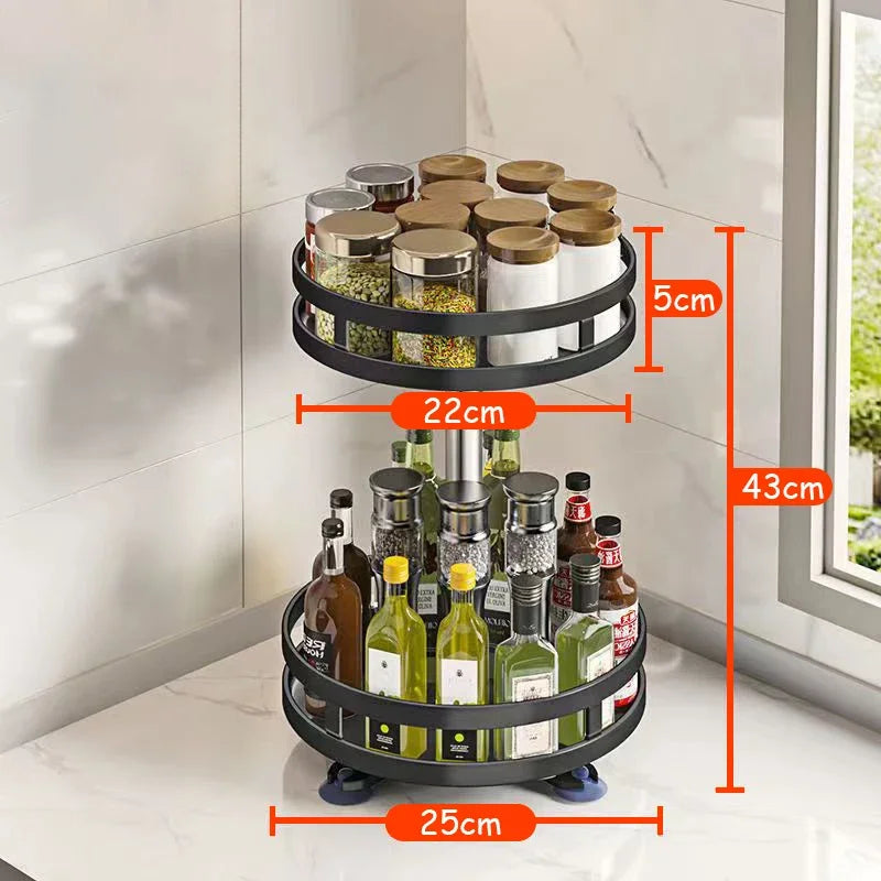 360° Rotation Spice Rack Organizer Carbon Steel