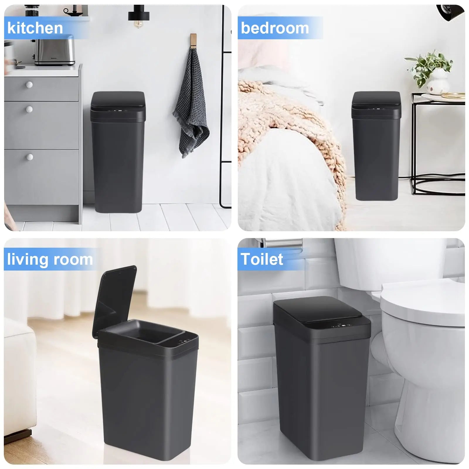 12L Touchless Motion Sensor Trash Can with Lid