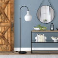 Blackened Bronze Arc Floor Lamp Glass Shade